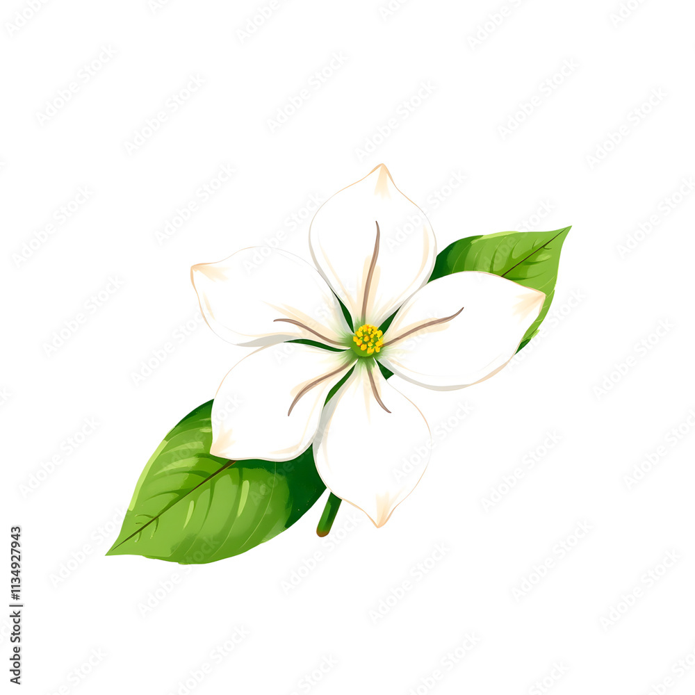 Jasmine flowers painted in wood, white and green.. Jasmine flowers painted in wood, white and green..