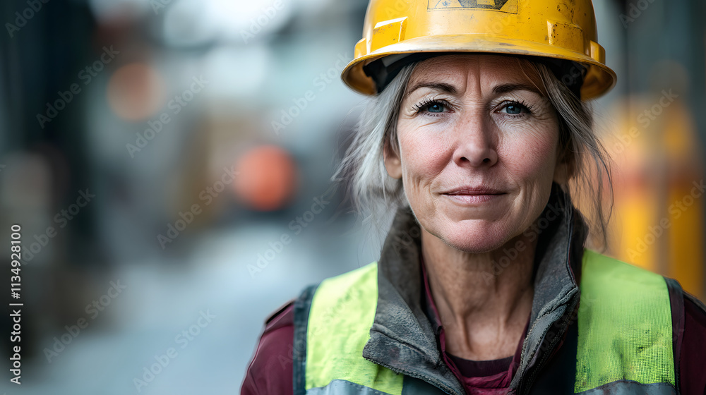 A fiercely determined woman, her hard hat serving as a crown of authority amidst the chaos of the construction site. Her steely gaze conveys a sense of purpose, contrasting with the rough surroundings A fiercely determined woman, her hard hat serving as a crown of authority amidst the chaos of the construction site. Her steely gaze conveys a sense of purpose, contrasting with the rough surroundings