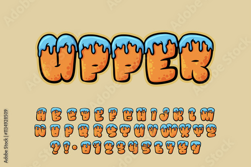  Alphabet Orange Top Melt Blue Graffiti vector Letters