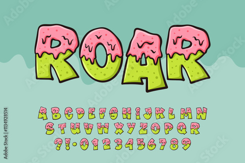 Alphabet Orange Blue Monster Melt Graffiti vector Letters