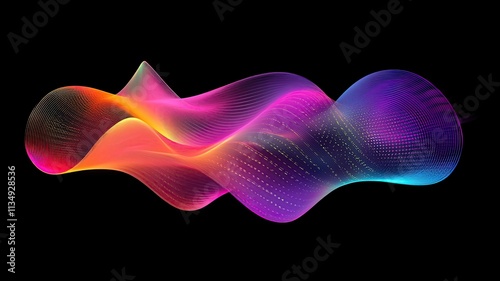 bright forms floating on black background Abstract colorful wave, vibrant energy flow