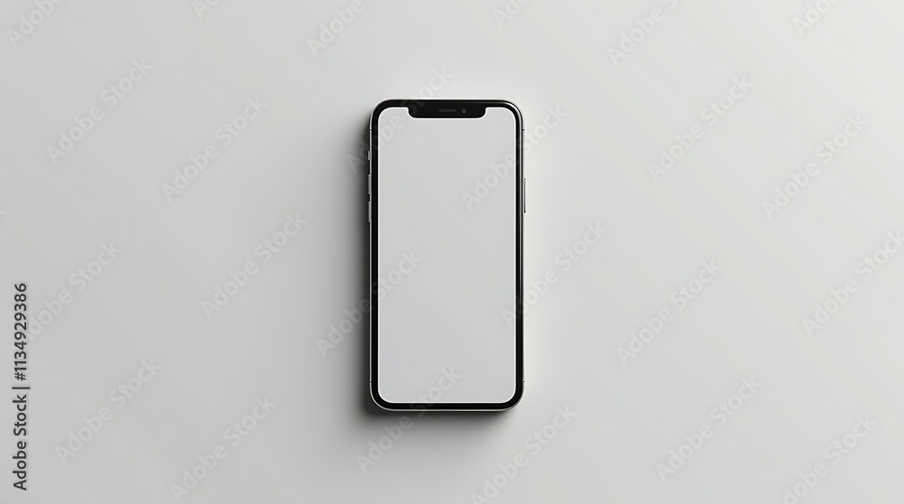 Modern Smartphone Mockup on a Light Gray Surface, Generative AI Modern Smartphone Mockup on a Light Gray Surface, Generative AI