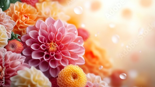Radiant Blooms of Colorful Dahlias - A vibrant bouquet of colorful dahlias, symbolizing beauty, elegance, inner strength, joy, and lasting love. Perfect for celebrations and expressing heartfelt emoti