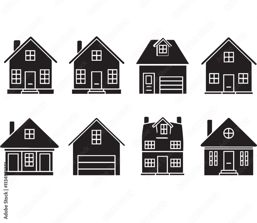 Fototapeta premium house icons set Flat design house set silhouette vector art of illustration