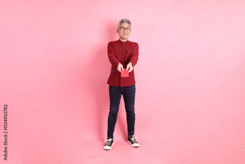 50s Man in red shirt