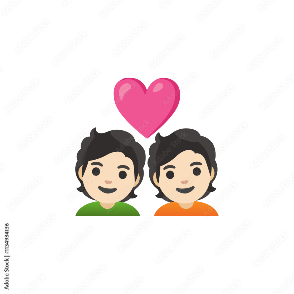Male Couple with Heart Emoji
