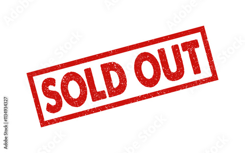 Sold Out red ink rubber stamp sign symbol seal badge dusty grunge effect sold sell selling seller shopping product store not available denied tag vignette