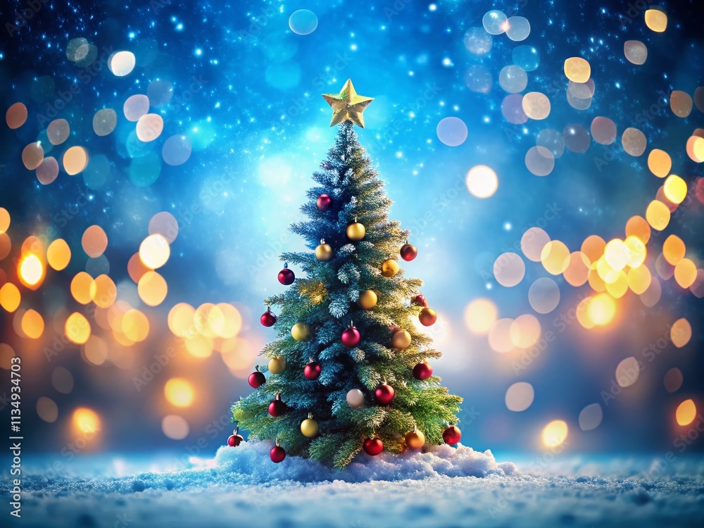 Enchanting Christmas Tree Shaped Structure on a Calming Blue Background with Bokeh Effect for Festive Visuals and Holiday Cheer Enchanting Christmas Tree Shaped Structure on a Calming Blue Background with Bokeh Effect for Festive Visuals and Holiday Cheer