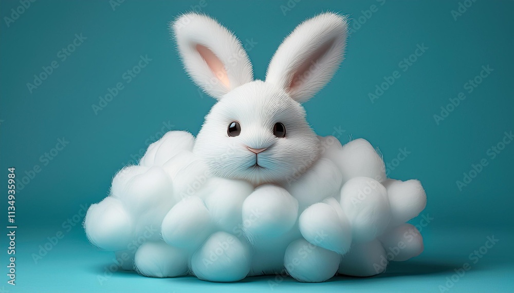 Obraz premium white rabbit on blue background