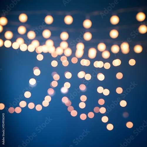 Abstract Bokeh Lights on a Soft Blue Background with Warm Tones