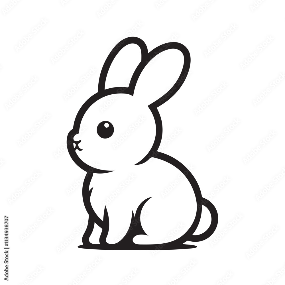 Rabbit silhouette vector line art on white background Rabbit silhouette vector line art on white background