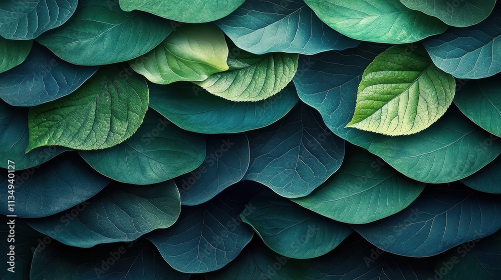 Obraz premium Vibrant layers of green leaves creating a soothing natural tapestry in a serene environment