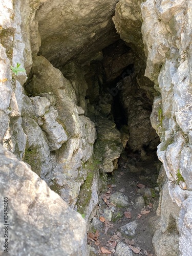 Wetterloch - Watterloch or Small Cave in the Bannwald above Lungern in the canton of Obwalden in Switzerland (Wätterloch - Waetterloch oder Kleine Höhle im Bannwald oberhalb Lungern, Schweiz) photo