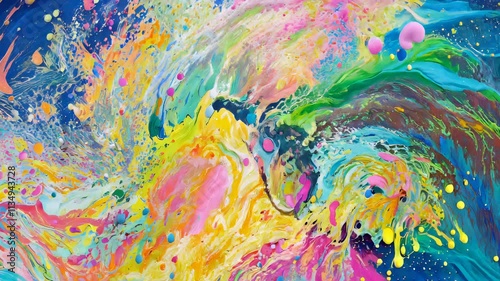Abstract fusion of colors and shapes representing the merging of various sale offers.