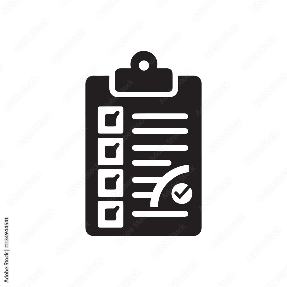 Checklist vector icon. Black illustration isolated for graphic and web design Checklist vector icon. Black illustration isolated for graphic and web design