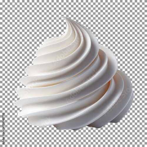 Soft, Airy Whipped Cream Swirl with Rich and Velvety Texture on transparent background, png, psd
