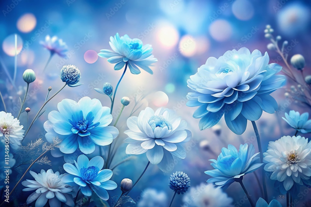 Ethereal Long Exposure of Blue and White Flower Illustration Capturing the Serenity of Nature’s Beauty in Soft Focus with a Dreamy Background and Gentle Movement Ethereal Long Exposure of Blue and White Flower Illustration Capturing the Serenity of Nature’s Beauty in Soft Focus with a Dreamy Background and Gentle Movement