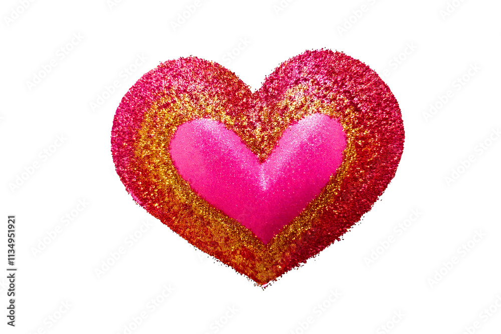 Pink and red glittering heart with a vibrant multicolored design. Pink and red glittering heart with a vibrant multicolored design.