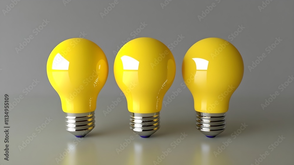 Three glowing yellow light bulbs arranged in a triangle, symbolizing thought and creativity.