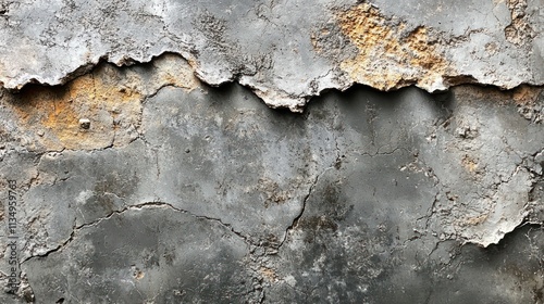 A close-up view of an aged concrete wall showcasing deep cracks and a rough texture