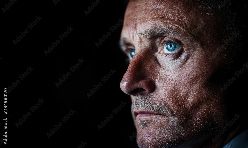Powerful Portrait of a Man with Blue Eyes Capturing Intense Emotion and Life Experience in Every Detail Powerful Portrait of a Man with Blue Eyes Capturing Intense Emotion and Life Experience in Every Detail