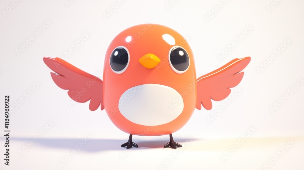 Cute cartoon bird with outstretched wings against white background. Cute cartoon bird with outstretched wings against white background.