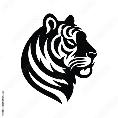  tiger icon, logo, isolated silhouette on transparent background