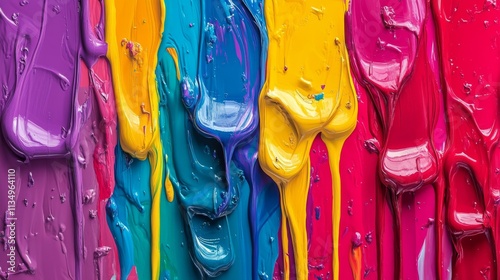 Thick, bold strokes of multicolored paint blend to form a striking abstract composition. Vibrant textures and intense hues perfect for modern art, creative design, and abstract visuals.. AI Generation