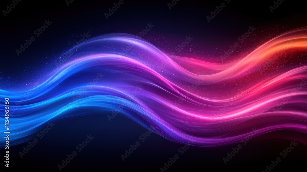 Obraz premium Bright waves flow against a dark backdrop, creating an energetic visual experience