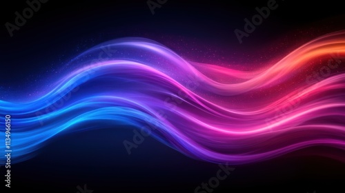 Bright waves flow against a dark backdrop, creating an energetic visual experience