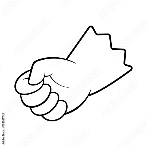 Clenched Fist Outline Vector Illustration. This vector illustration shows a clenched fist in a cartoonish style, drawn with bold, clean lines.
