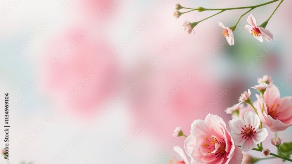 Delicate Pink Blossoms Against a Softly Blurred Background, A Gentle Reminder of Spring's Arrival Delicate Pink Blossoms Against a Softly Blurred Background, A Gentle Reminder of Spring's Arrival
