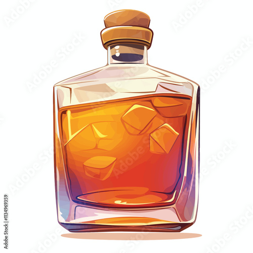 Illustration of a glass of liquor and whiskey for animation and motion graphics