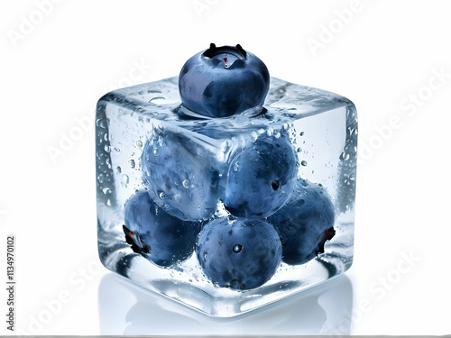 ice cube with blueberries