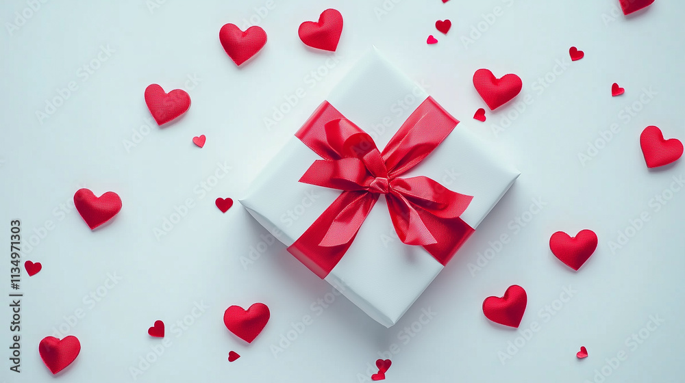 Gift box with ribbon and hearts Gift box with ribbon and hearts