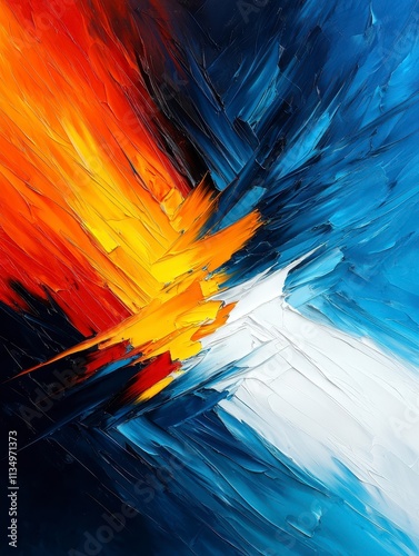 Abstract Oil Painting Vibrant Hues and Dynamic Strokes