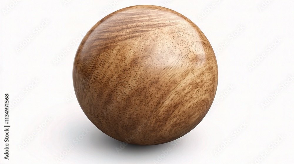 Smooth Wooden Ball Isolated on White Background for Creative Uses Smooth Wooden Ball Isolated on White Background for Creative Uses