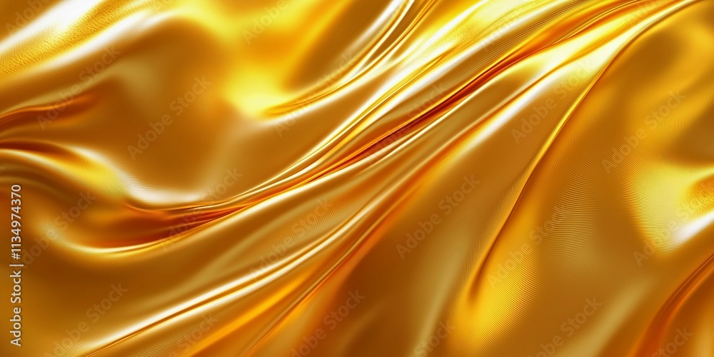 Fototapeta premium luxurious flowing golden fabric texture with silky smooth surfaces