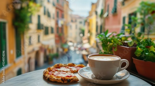 Italian Street Scene Coffee And Pizza photo