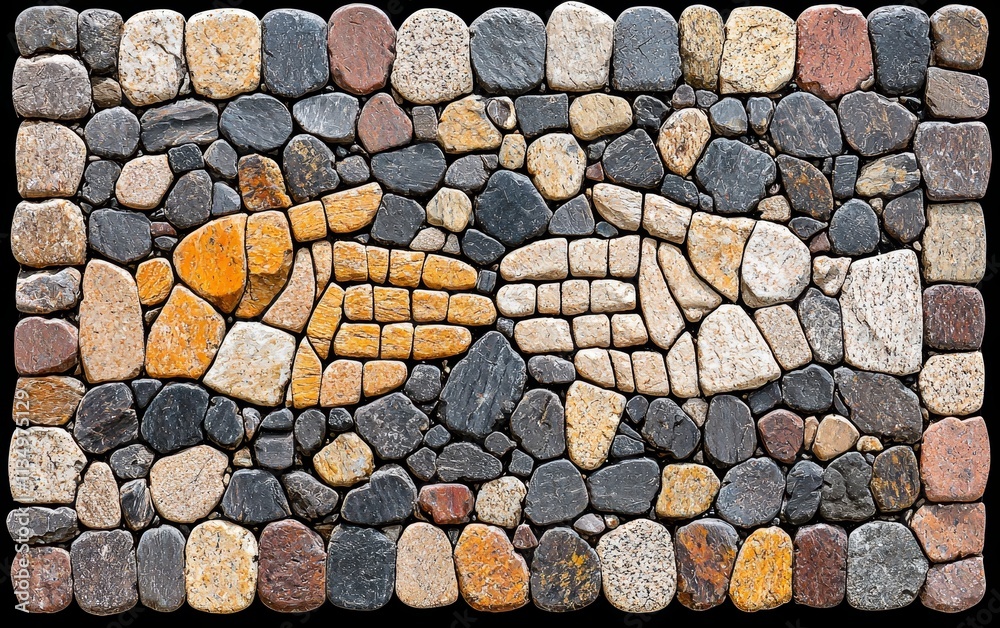Stone Mosaic Artwork Two Hands in Harmony Pebble Texture Background Stone Mosaic Artwork Two Hands in Harmony Pebble Texture Background