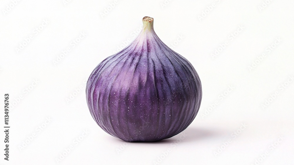 Fototapeta premium Fresh Whole Fig with Purple Skin Isolated on White Background