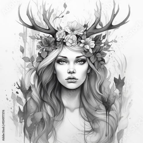 Women in Alphonse Tattoo idea sketch