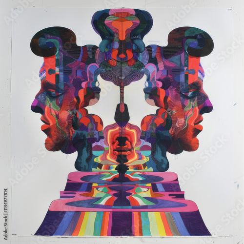 Rorschach hypnagogic maximalism faces Tattoo idea sketch