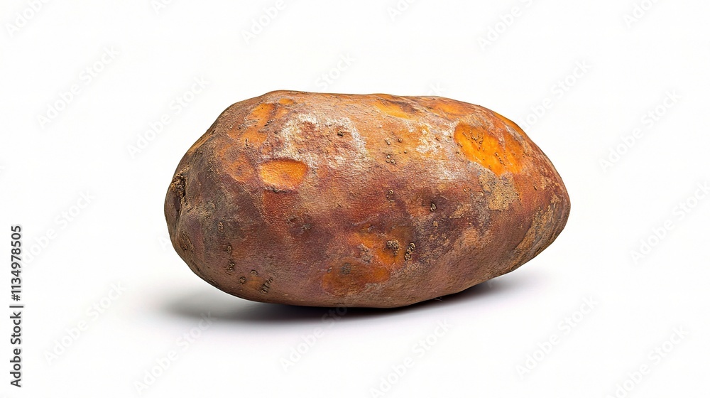 Whole Sweet Potato Isolated on White Background with Earthy Texture Whole Sweet Potato Isolated on White Background with Earthy Texture