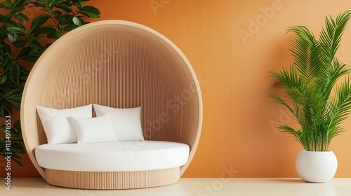 Luxury spathemed sleep pod, warm tones, aromatherapy integration photo