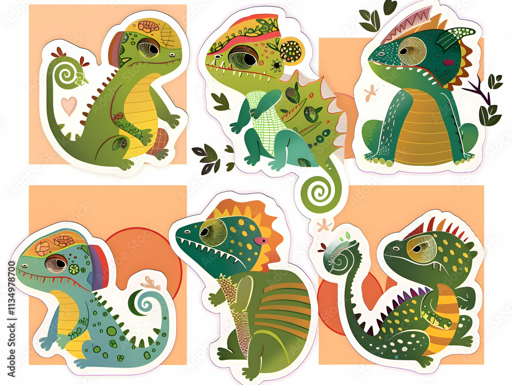 Obraz premium Colorful Chameleons: A Playful Exploration of Nature’s Masters of Disguise