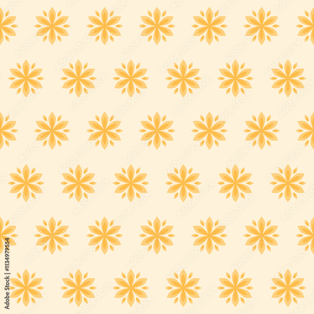 Repetitive repetitive seamless yellow flowers on a light background Repetitive repetitive seamless yellow flowers on a light background