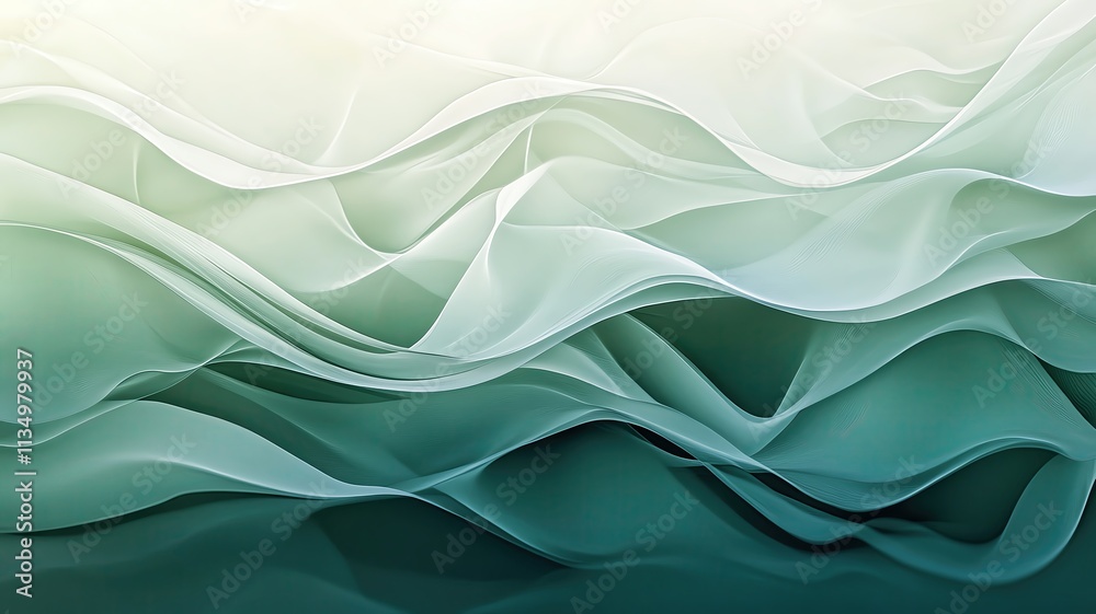 Obraz premium background, comforting soothing, abstract Abstract green fabric waves, elegant texture