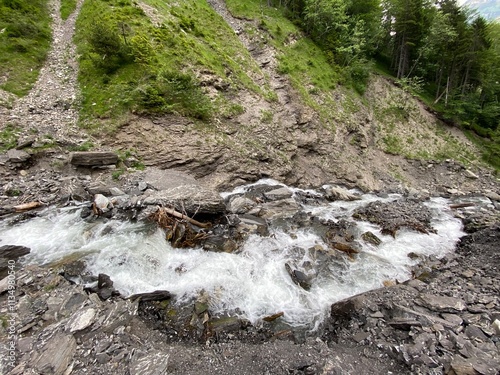 Alpine stream Lauibach, tributary of Lake Lungern - Canton Obwalden, Switzerland (Alpenbach Lauibach, Nebenfluss des Lungernsees - Kanton Obwald, Schweiz) photo