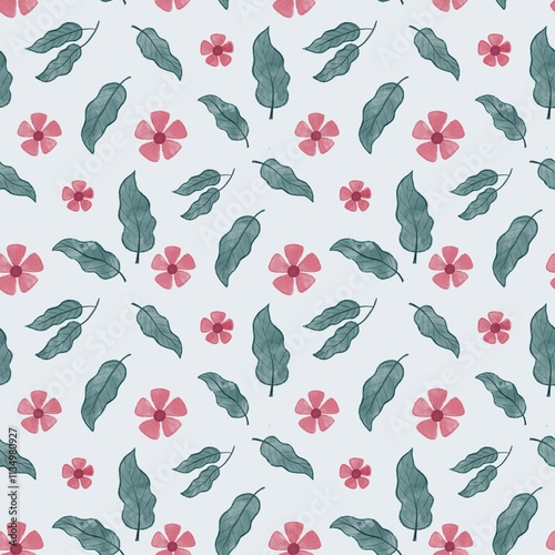 Vintage red flower seamless floral pattern